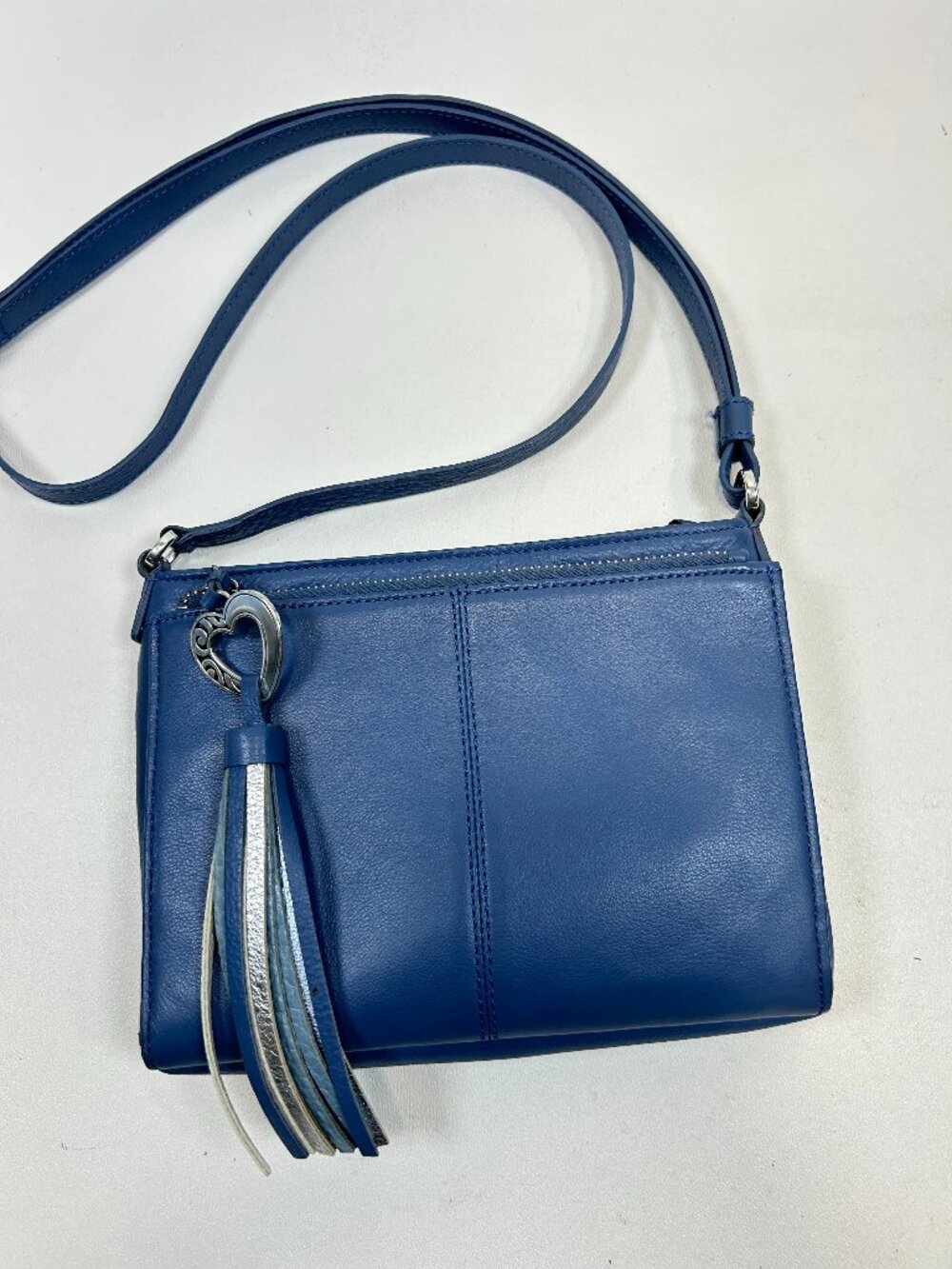 BRIGHTON Barbados City Bag Organizer Blue Leather Crossbody Bag